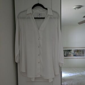 CAbi White 3/4 Sleeve Button Down Shirt with  Collar Size M
